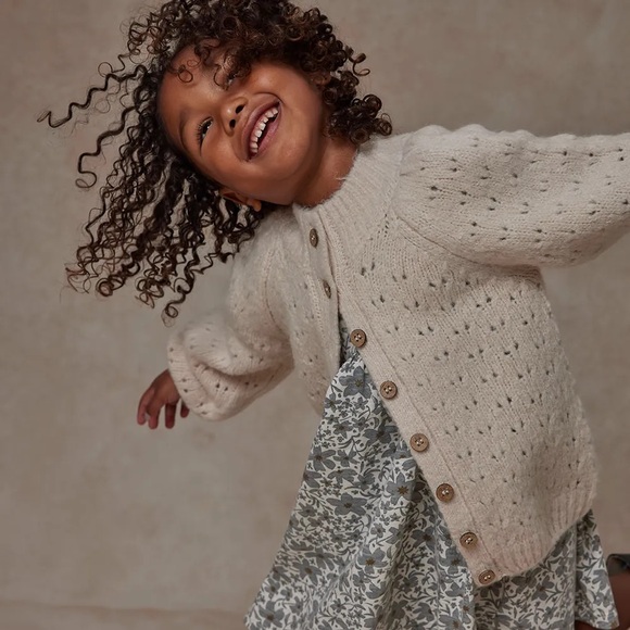 Rylee + Cru Cream Knit Button-Up tulip cardigan Sweater - Picture 3 of 3